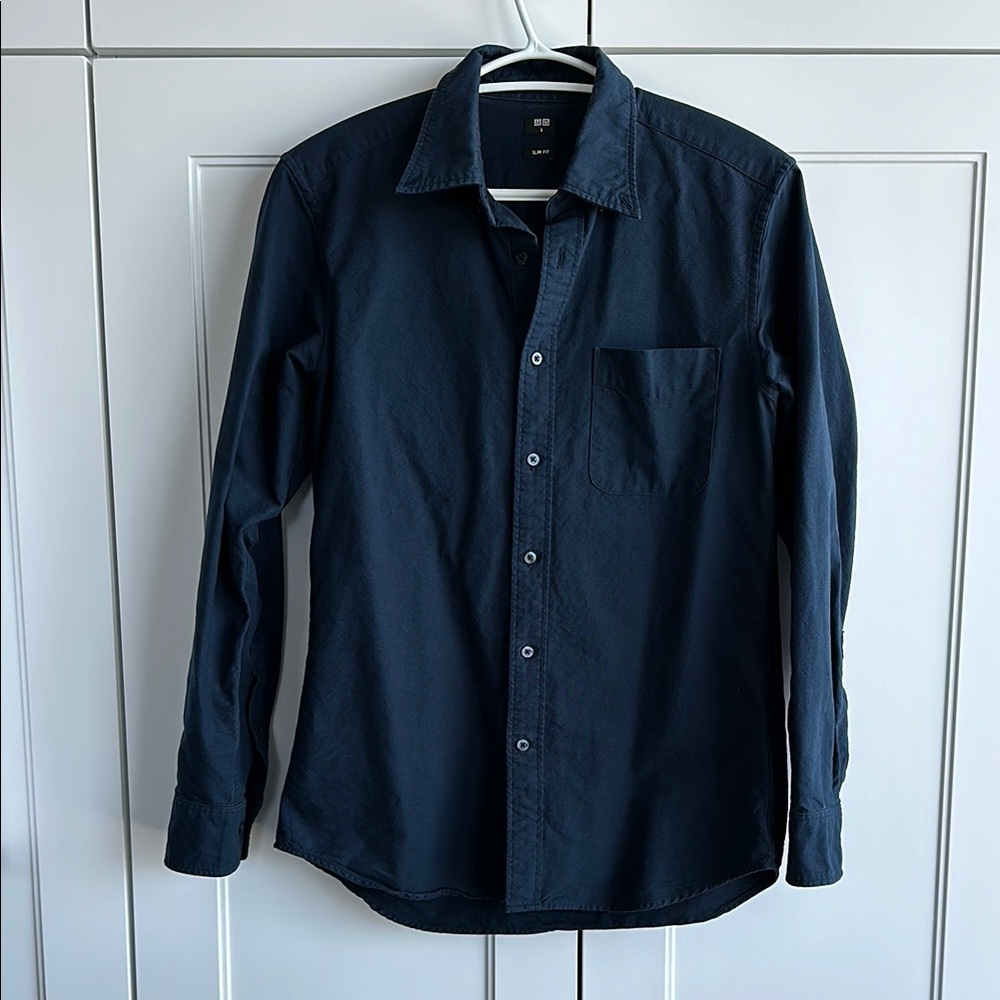 2/$35 Uniqlo dark navy oxford shirt, size XS (slim fit)